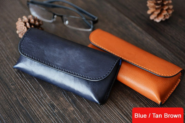 Custom Handmade Vegetable Tanned Italian Leather Sunglass Case Pouch Pocket D056 - ROCKCOWLEATHERSTUDIO
