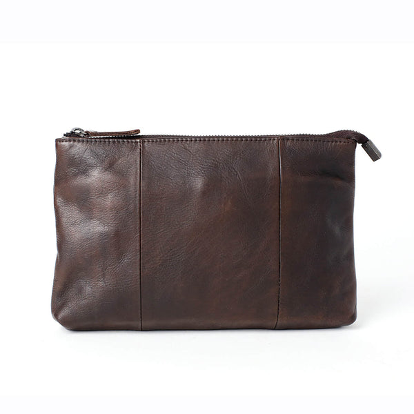 Handmade Men's Full Grain Leather Clutch Handbag, Vintage Wallet, Phone Sleeve 14113 - ROCKCOWLEATHERSTUDIO
