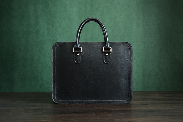 Custom Handmade Vegetable Tanned Italian Leather Briefcase Business Laptop Bag Mens Handbag D046 - ROCKCOWLEATHERSTUDIO