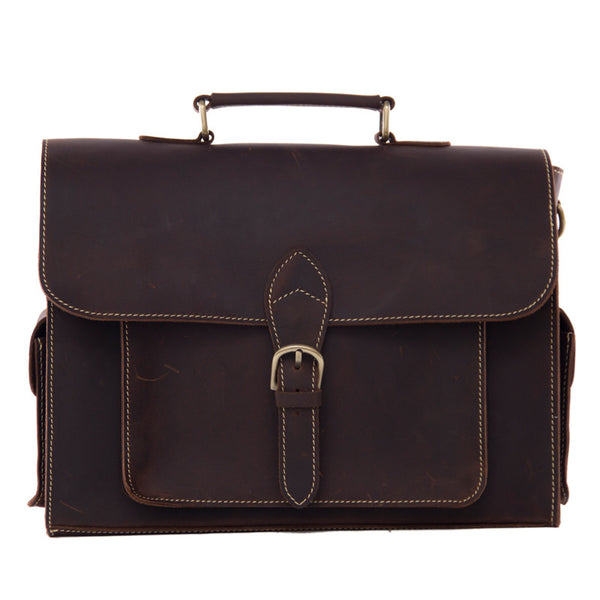 High Quality Genuine Leather Briefcase Men Messenger Shoulder Bag Men Handbags 9098 - ROCKCOWLEATHERSTUDIO