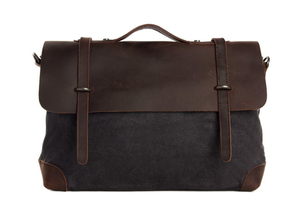 Handmade Canvas Leather Messenger Bag Laptop Shoulder Bag Briefcase 6896 - ROCKCOWLEATHERSTUDIO