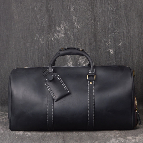 Vintage Full Grain Leather Travel Bag with Shoes Compartment, Large Ov – RockCow Leather Studio