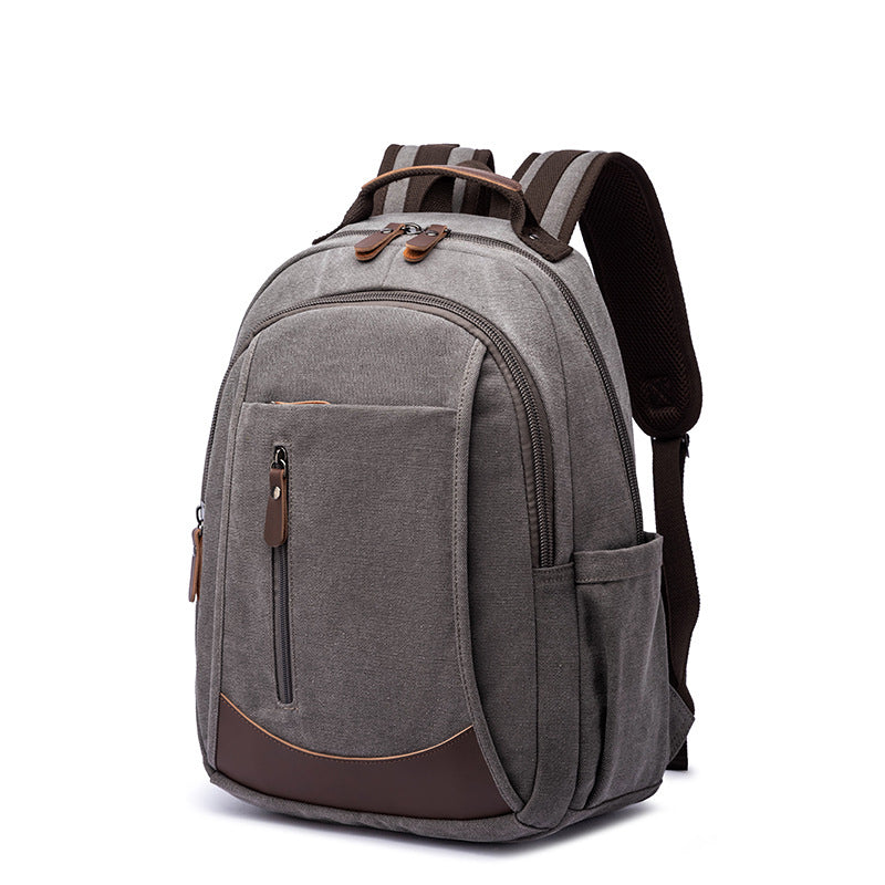Canvas Laptop Backpack Canvas Travel Backpack Unisex Backpack For Work Grey