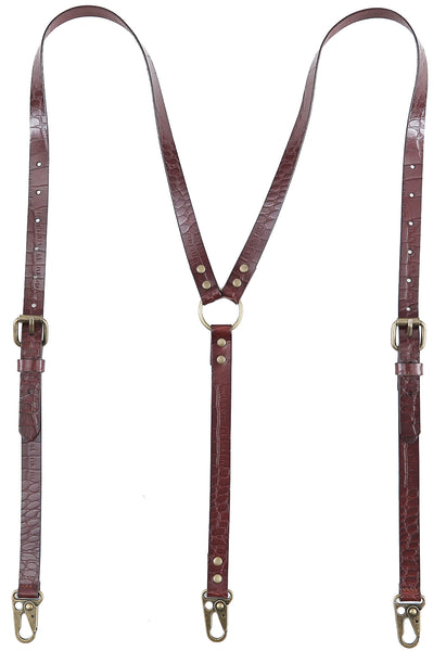 Leather Suspenders for Men Genuine Leather Y Back Adjustable
