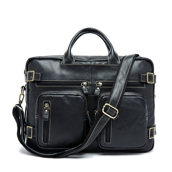 Men's Shoulder Bag, Large-Capacity Leather Handbag, Multi-Functional Backpack 341 - ROCKCOWLEATHERSTUDIO