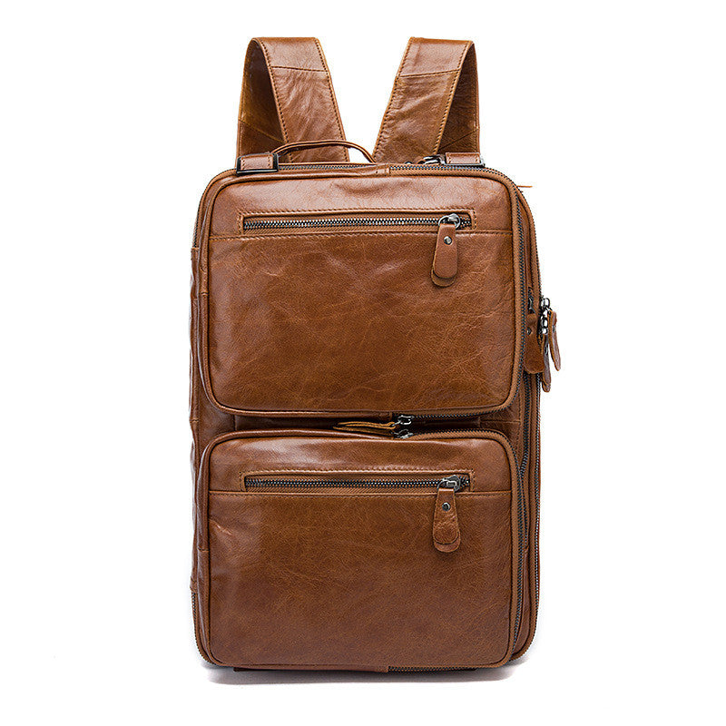 Brown Leather Backpack Cool Backpacks Laptop Backpack Convertible Crossbody Messenger Bag