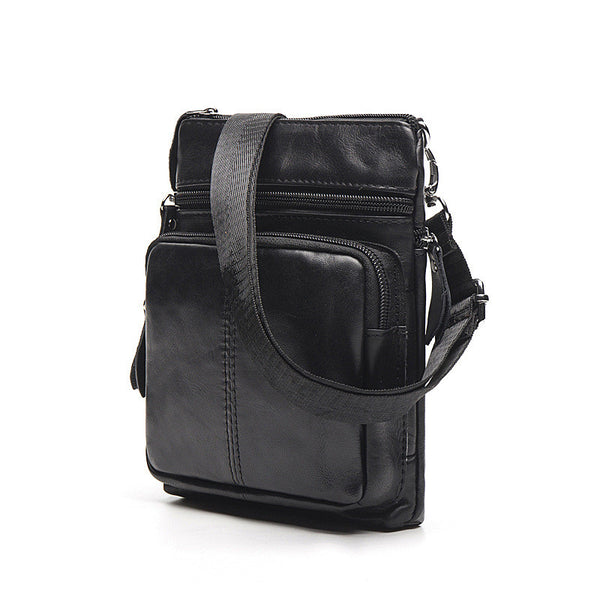 Genuine Leather Men's Shoulder Bag Vintage Small Flap Messenger Bag Male  Casual Office Crossbody Bag