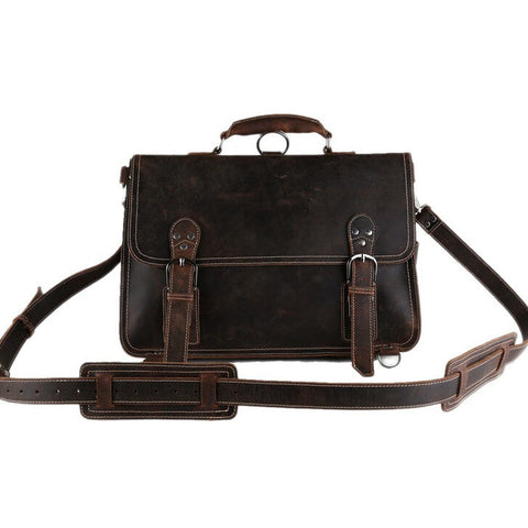 ROCKCOW Handmade Vintage Leather Briefcase/Backpack, Men Messenger Bag, Laptop Bag 7161 - ROCKCOWLEATHERSTUDIO