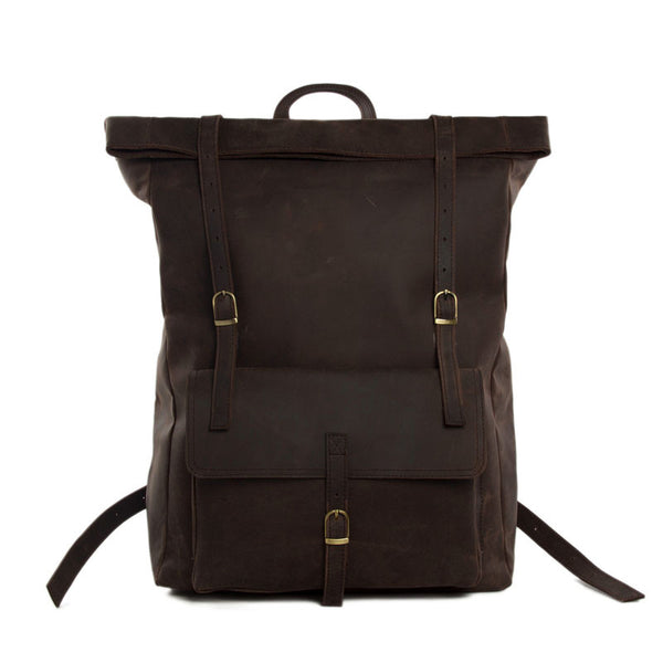 Handmade Mens Leather Backpack, Cool Backpack, Rolling Backpacks - ROCKCOWLEATHERSTUDIO