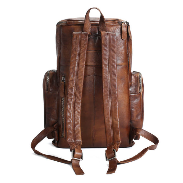 brown leather backpacks Vintage Handmade Full Grain Brown Leather Backpack, Mens Leather Big Backpacks, Travel Backpack Vintage Brown