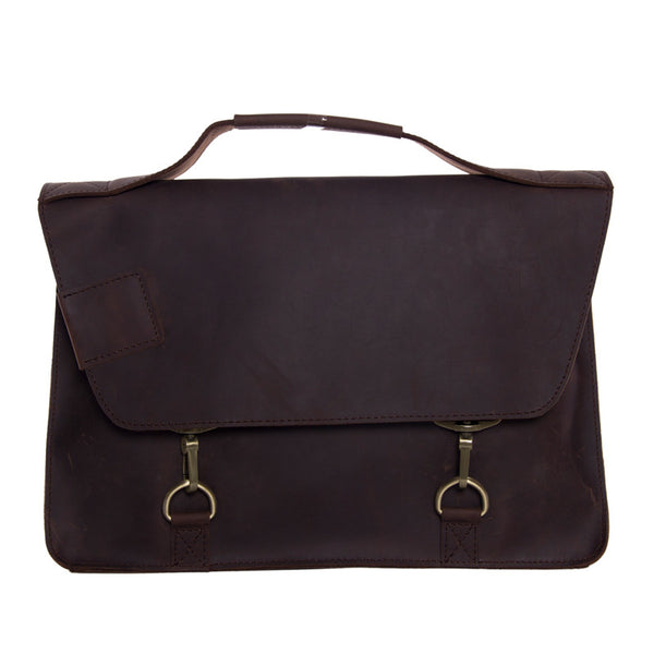 Vintage Style Genuine Leather Briefcase Men's Messenger Bag Laptop Bag Business Handbag 9081 - ROCKCOWLEATHERSTUDIO