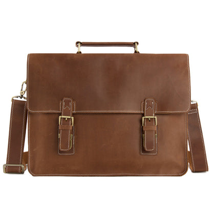 Vintage Brown Leather Briefcase, Men Messenger Bag, Laptop Bag 7035B-1 - ROCKCOWLEATHERSTUDIO