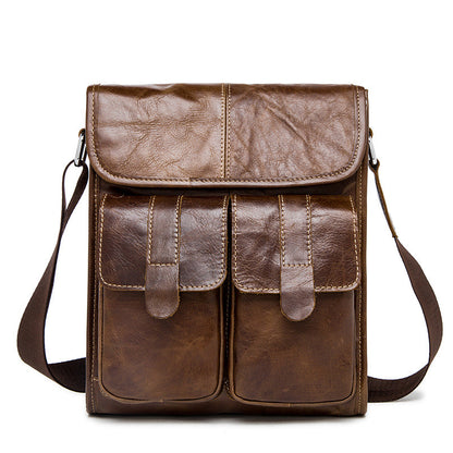 ROCKCOW Handmade Men's Retro Leather Bag, Shoulder Messenger Bag, Top Grain Shoulder Bag 366 - ROCKCOWLEATHERSTUDIO