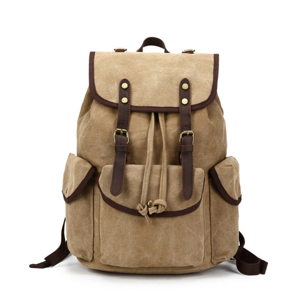 Retro Style Canvas Leather Backpack Canvas Travel Rucksack Casual School Laptop Backpack FX5112