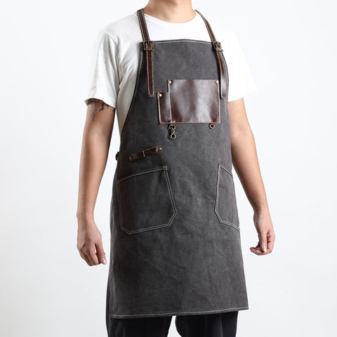 Retro Canvas Apron Shop Apron Cafe Apron Restaurant Apron Work Apron Server Apron FX888046 - ROCKCOWLEATHERSTUDIO