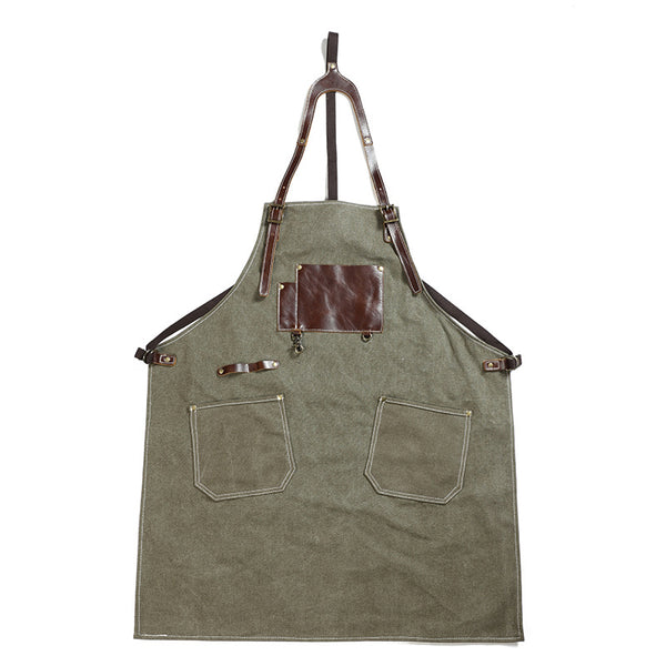 Retro Canvas Apron Shop Apron Cafe Apron Restaurant Apron Work Apron Server Apron FX888046 - ROCKCOWLEATHERSTUDIO