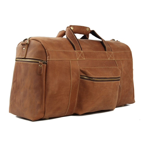 Handmade Full Grain Leather Overnight Bag - ROCKCOWLEATHERSTUDIO