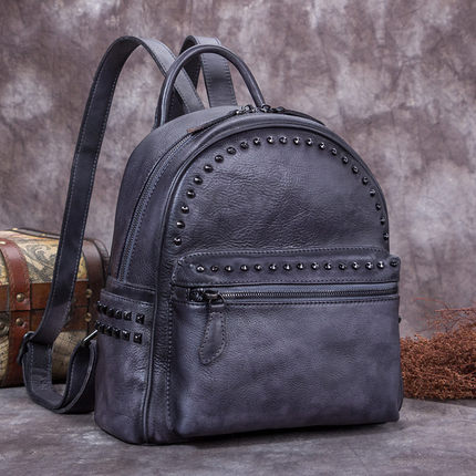 black leather backpack female Vintage Full Grain Leather Backpack, Women Backpack Purse Dark Brown