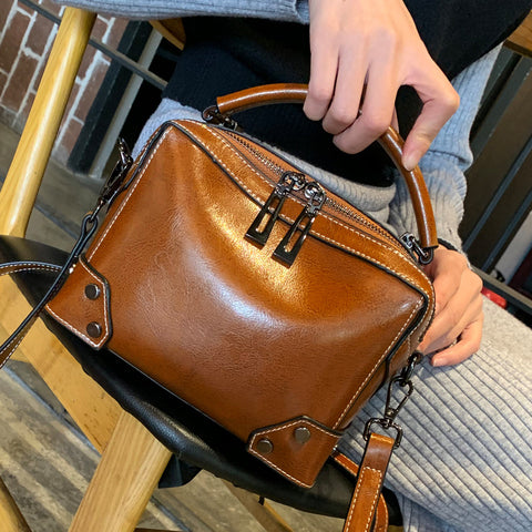 Top Grain Leather Crossbody Bag Women Natural Leather Shoulder Bag Vintage Style Leather Handbag Christmas Gift For Her SX6626