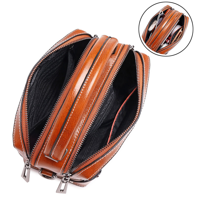 Top Grain Leather Crossbody Bag Women Natural Leather Shoulder Bag Vin