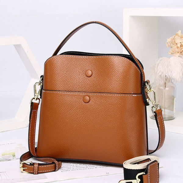 Top Grain Leather Handbag Women Natural Leather Shoulder Bag Stylish Womens Crossbody Bag