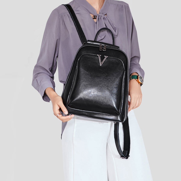 black leather fashion backpack purse Full Grain Leather Backpack Purse, Designer Backpack, Natural Leather –  RockCow Leather Studio