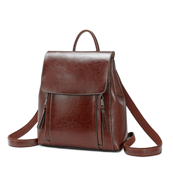 Top Grain Leather Backpack For Women Female Leather Designer Backpack Stylish School Backpack Shoulder Bags