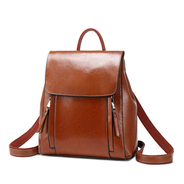 Top Grain Leather Backpack For Women Female Leather Designer Backpack ...