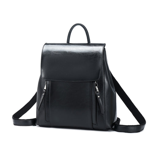 Top Grain Leather Backpack For Women Female Leather Designer Backpack Stylish School Backpack Shoulder Bags - ROCKCOWLEATHERSTUDIO