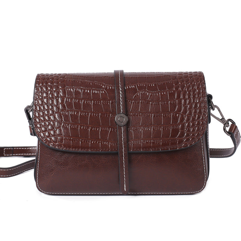 Top Grain Leather Croc Embossed Crossbody Bag Women Leather Shoulder Bag  Vintage Style Natural Cowhide Messenger Bag Christmas Gift For Her SX2318  Cof