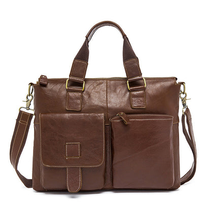 Top Grain Men’s Vintage Leather Bag, Business Leather Briefcase, Men’s Casual Handbag 260 - ROCKCOWLEATHERSTUDIO