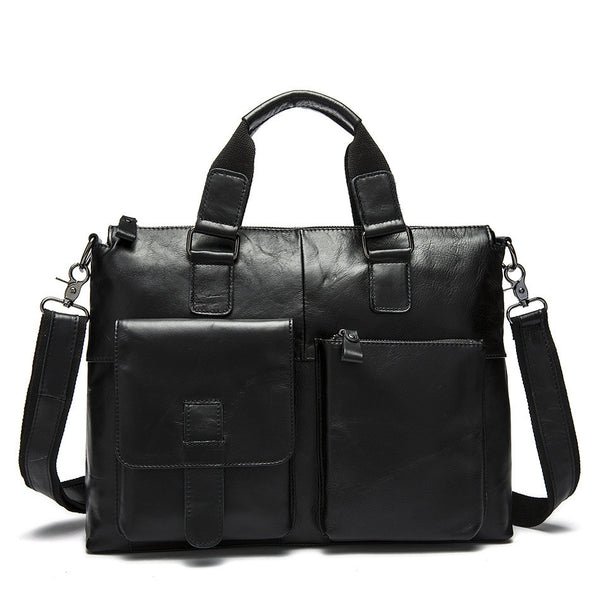 Top Grain Men’s Vintage Leather Bag, Business Leather Briefcase, Men’s Casual Handbag 260 - ROCKCOWLEATHERSTUDIO