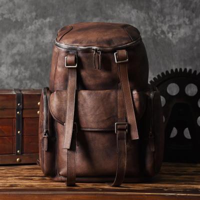 big leather backpacks Vintage Handmade Full Grain Brown Leather Backpack, Mens Leather Big Backpacks, Travel Backpack Coffee