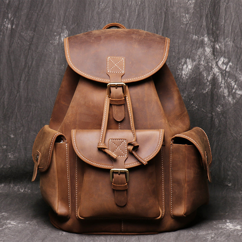 backpack little bee school college backpack vintage pu leather Backpacks Brown Ugly Stik Catfish Special bags-cases-laptop-tablet-size:Fits 14