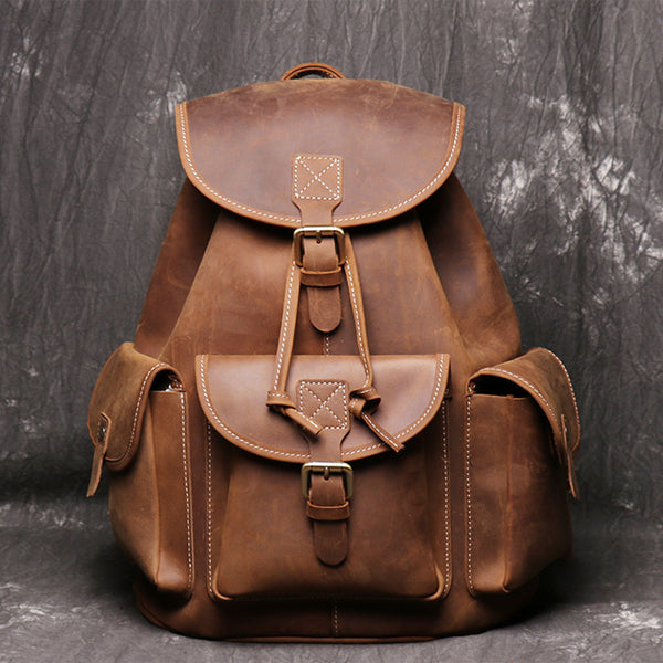 Vintage Leather Backpack College Backpacks School Backpack