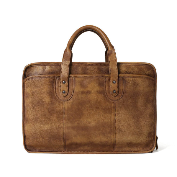 Vintage Full Grain Leather Men Briefcase, 16'' Laptop Bag, Handmade Business Handbag NZ01 - ROCKCOWLEATHERSTUDIO