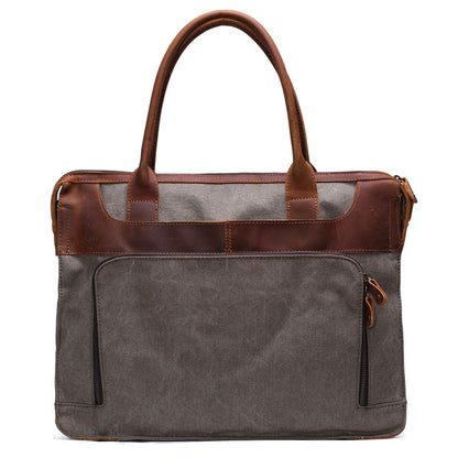 Men Fashion Canvas Leather Laptop Bag, Canvas Messenger Bag Briefcase Bags YD2193 - ROCKCOWLEATHERSTUDIO