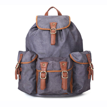 Waterproof Canvas Travel Backpack, School Rucksack, Large Men's Backpack, Cool Hiking Backpack FB15 - ROCKCOWLEATHERSTUDIO