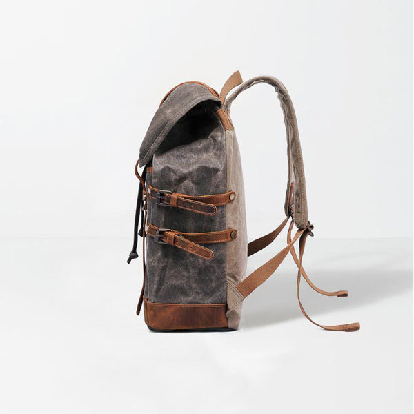 canvas and leather backpacks for men Waxed Backpack Mens Canvas With Travel Backpack Retro Waterproof Canvas Laptop Backpack Army Green drinking glasses Colour:Forest Goat Fly Fishing Reels - LDY25