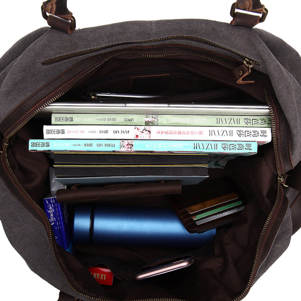 RockCow Waxed Canvas Mens Weekend Bag, Mens Duffle Bags, Gym Bag - ROCKCOWLEATHERSTUDIO