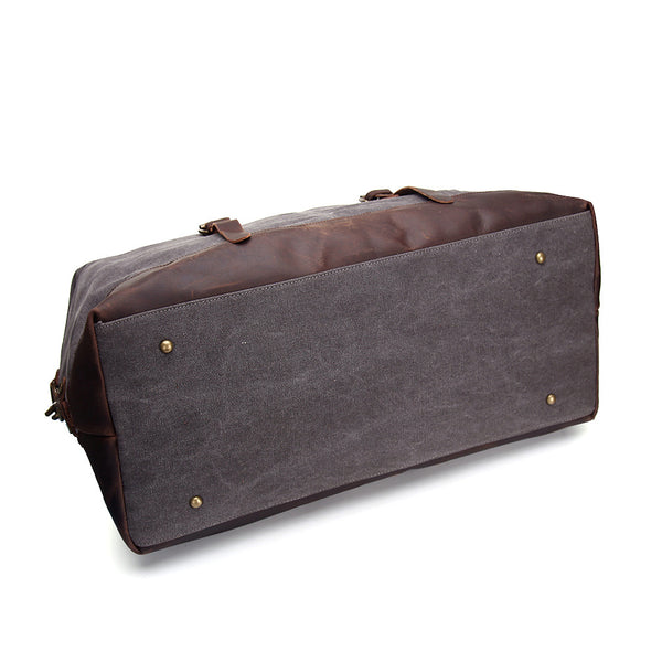 Oversized Waxed Canvas Duffle Bag with Leather Trim, Travel Bags for Men - ROCKCOWLEATHERSTUDIO