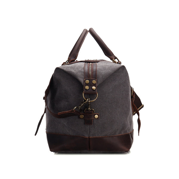 Oversized Waxed Canvas Duffle Bag with Leather Trim, Travel Bags for Men - ROCKCOWLEATHERSTUDIO
