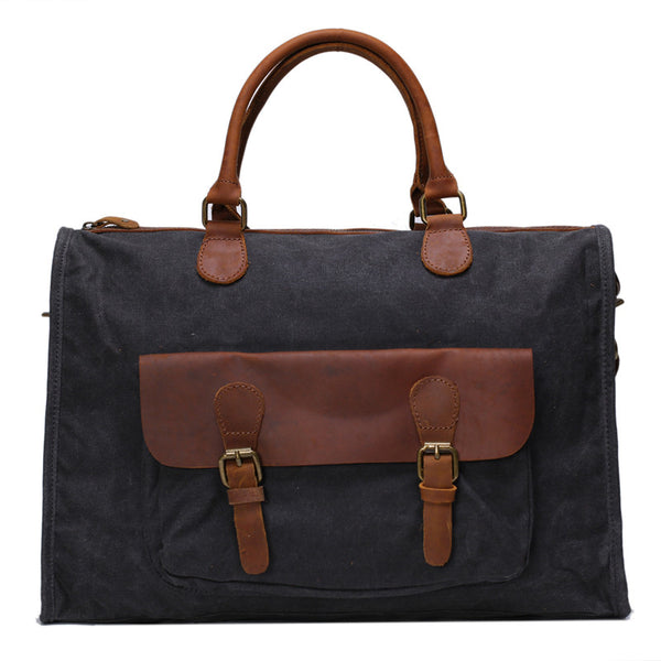Vintage Canvas Leather Messenger Traveling Briefcase Shoulder Laptop Bag YD2167 - ROCKCOWLEATHERSTUDIO