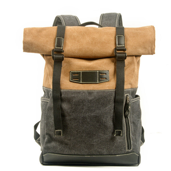 Waxed Canvas Travel Backpack Waterproof Canvas And Full Grain Leather Laptop Backpack Retro Outdoor Rucksack