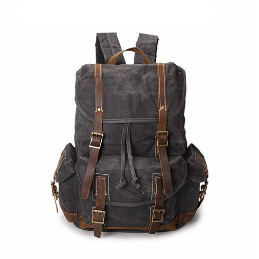 Vintage Waxed Canvas Backpack, Waterproof Backpack, Mens Canvas Backpa RockCow Leather Studio Vintage Waxed Canvas Backpack, Waterproof Backpack, Mens Canvas Backpa RockCow Leather Studio