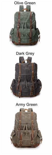 Vintage Waxed Canvas Backpack, Waterproof Backpack, Mens Canvas Backpa – RockCow Leather Studio
