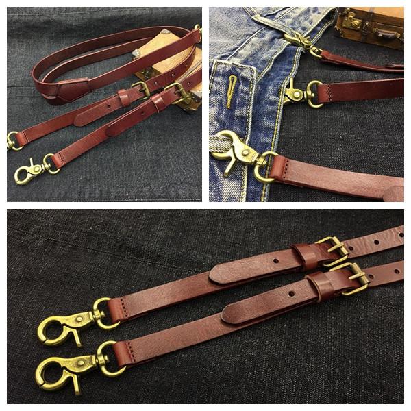 Gucci Brown and Tan Leather Suspenders with Gold Hardware Gucci Leather Trim Gold Tone Hardware Bag Strap - Neutrals  main image 3
