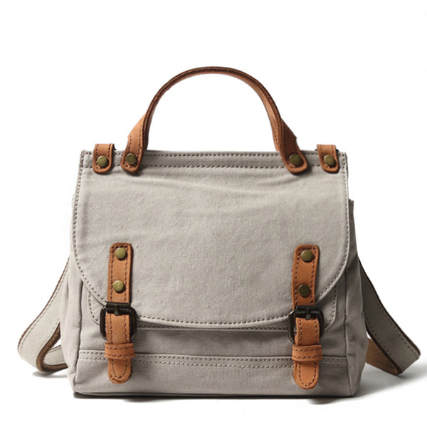Women Canvas With Leather Handbag Stylish Canvas Shoulder Bag Crossbody Bag FX7183 - ROCKCOWLEATHERSTUDIO