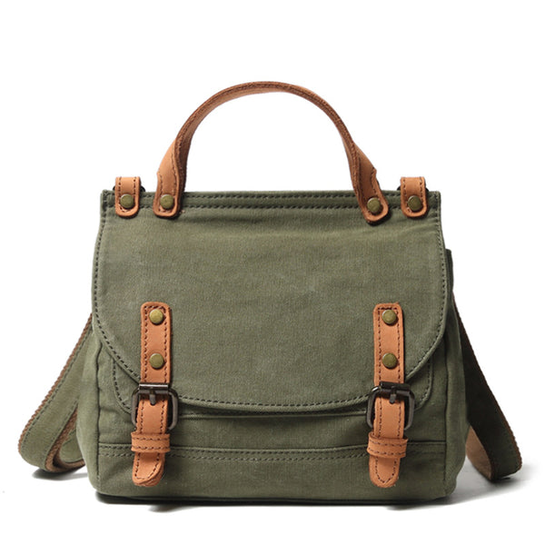 Women Canvas With Leather Handbag Stylish Canvas Shoulder Bag Crossbody Bag FX7183 - ROCKCOWLEATHERSTUDIO