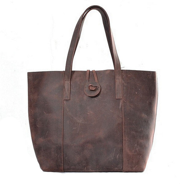 Handcrafted Vintage Crazy Horse Leather Women Tote Bag, Shopping Bag ...